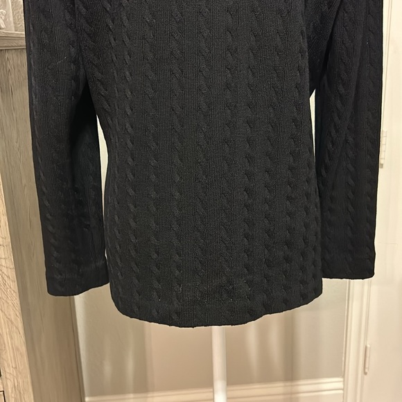 St John Collection by Marie Gray | Black Cable Knit Button Down | 8 - Picture 13 of 17
